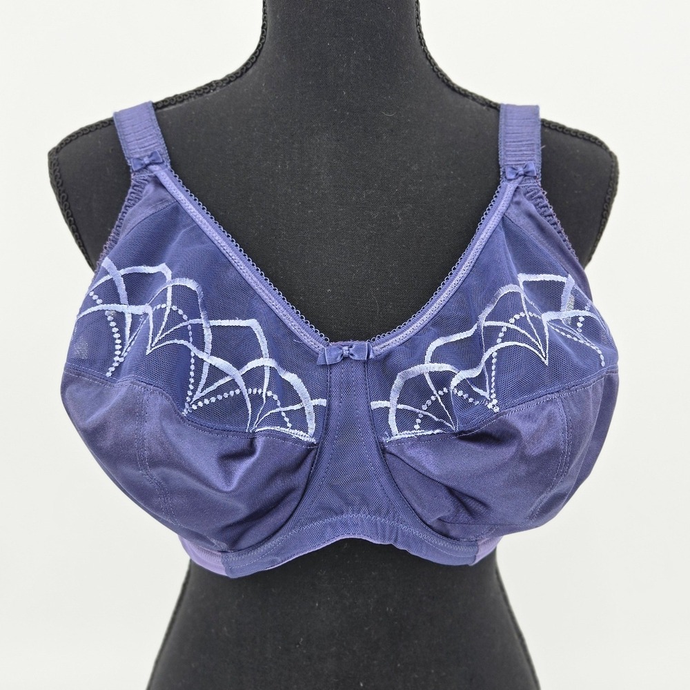 Elomi Cate Full Cup Banded Side Support Bra Denim Blue Purple UK 34H US 34K EUC
